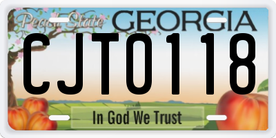 GA license plate CJT0118