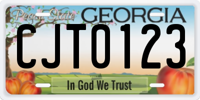 GA license plate CJT0123