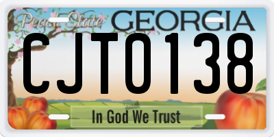 GA license plate CJT0138