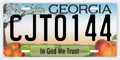 GA license plate CJT0144