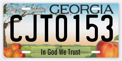 GA license plate CJT0153