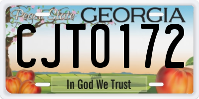 GA license plate CJT0172