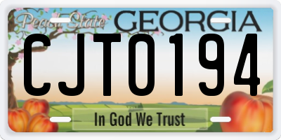 GA license plate CJT0194