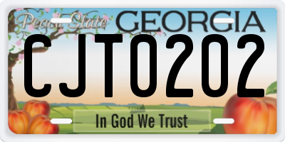 GA license plate CJT0202
