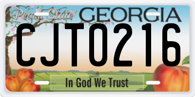 GA license plate CJT0216