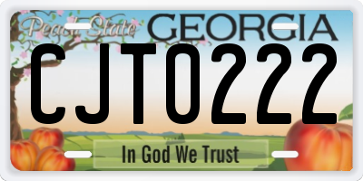 GA license plate CJT0222