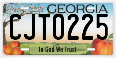 GA license plate CJT0225