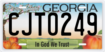GA license plate CJT0249