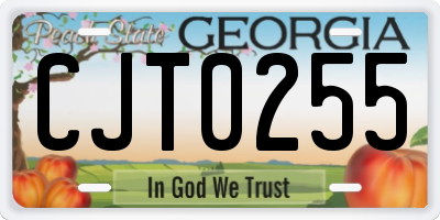 GA license plate CJT0255
