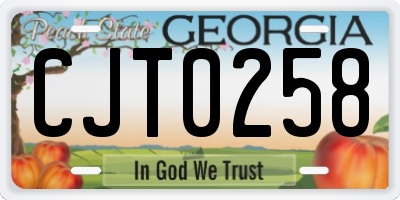 GA license plate CJT0258