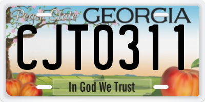GA license plate CJT0311