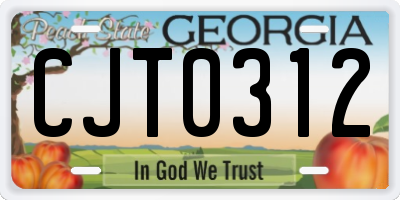 GA license plate CJT0312