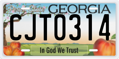 GA license plate CJT0314