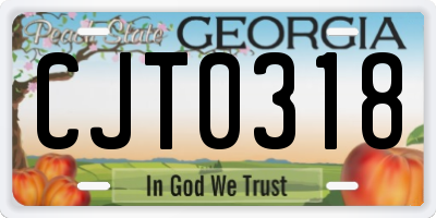 GA license plate CJT0318
