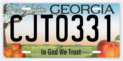 GA license plate CJT0331