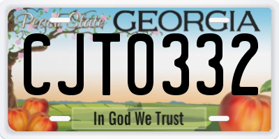GA license plate CJT0332