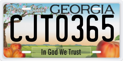 GA license plate CJT0365