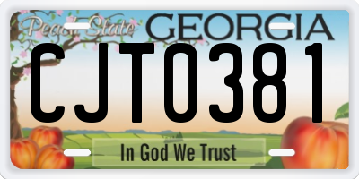 GA license plate CJT0381