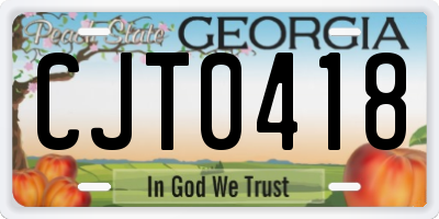 GA license plate CJT0418
