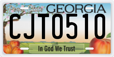 GA license plate CJT0510