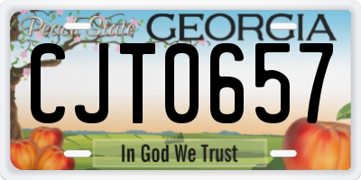 GA license plate CJT0657