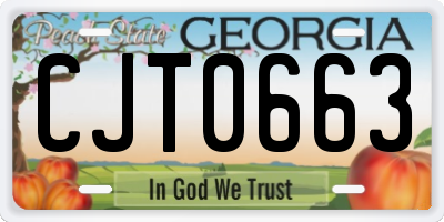 GA license plate CJT0663