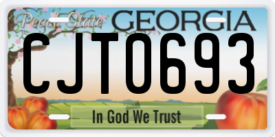 GA license plate CJT0693