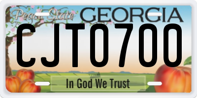 GA license plate CJT0700