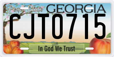 GA license plate CJT0715