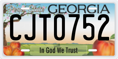 GA license plate CJT0752