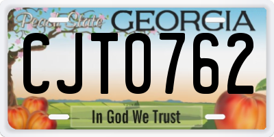 GA license plate CJT0762