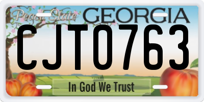 GA license plate CJT0763