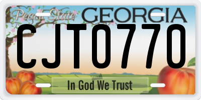 GA license plate CJT0770