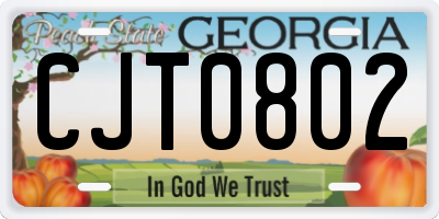 GA license plate CJT0802