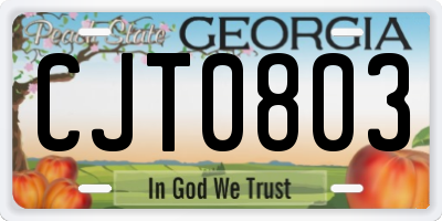 GA license plate CJT0803