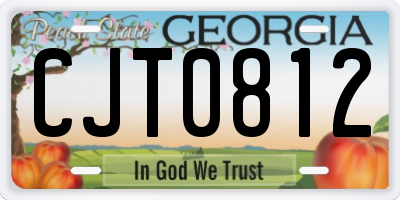 GA license plate CJT0812