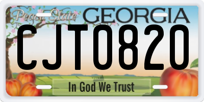 GA license plate CJT0820