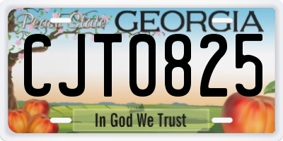 GA license plate CJT0825