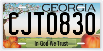 GA license plate CJT0830