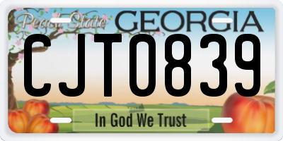 GA license plate CJT0839