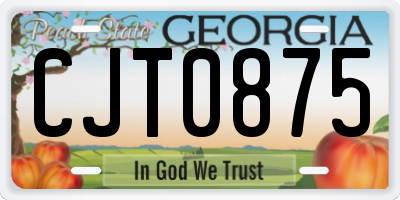 GA license plate CJT0875