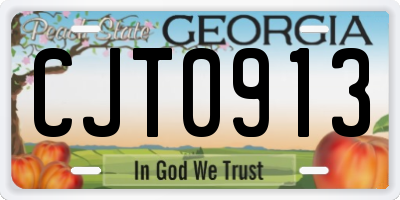 GA license plate CJT0913