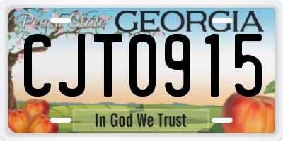 GA license plate CJT0915
