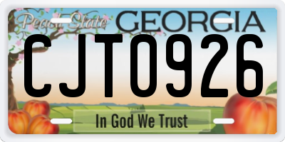 GA license plate CJT0926