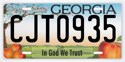 GA license plate CJT0935