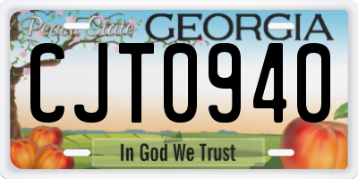 GA license plate CJT0940