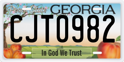 GA license plate CJT0982