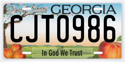 GA license plate CJT0986