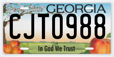 GA license plate CJT0988