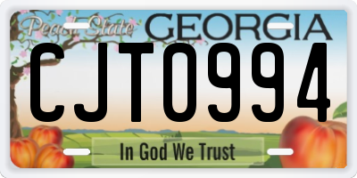 GA license plate CJT0994